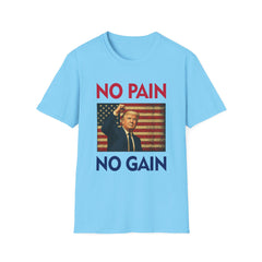 No Pain No Gain Graphic Gym T-Shirt – Unisex Softstyle Fitness Tee for Workout & Bodybuilding - Donald Trump Store Online