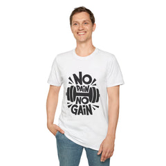 Front view of No Pain No Gain motivational gym T-shirt