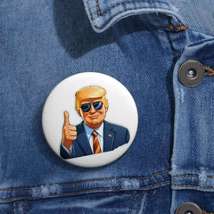 White Pin Badge with Donald Trump Print - Accessories