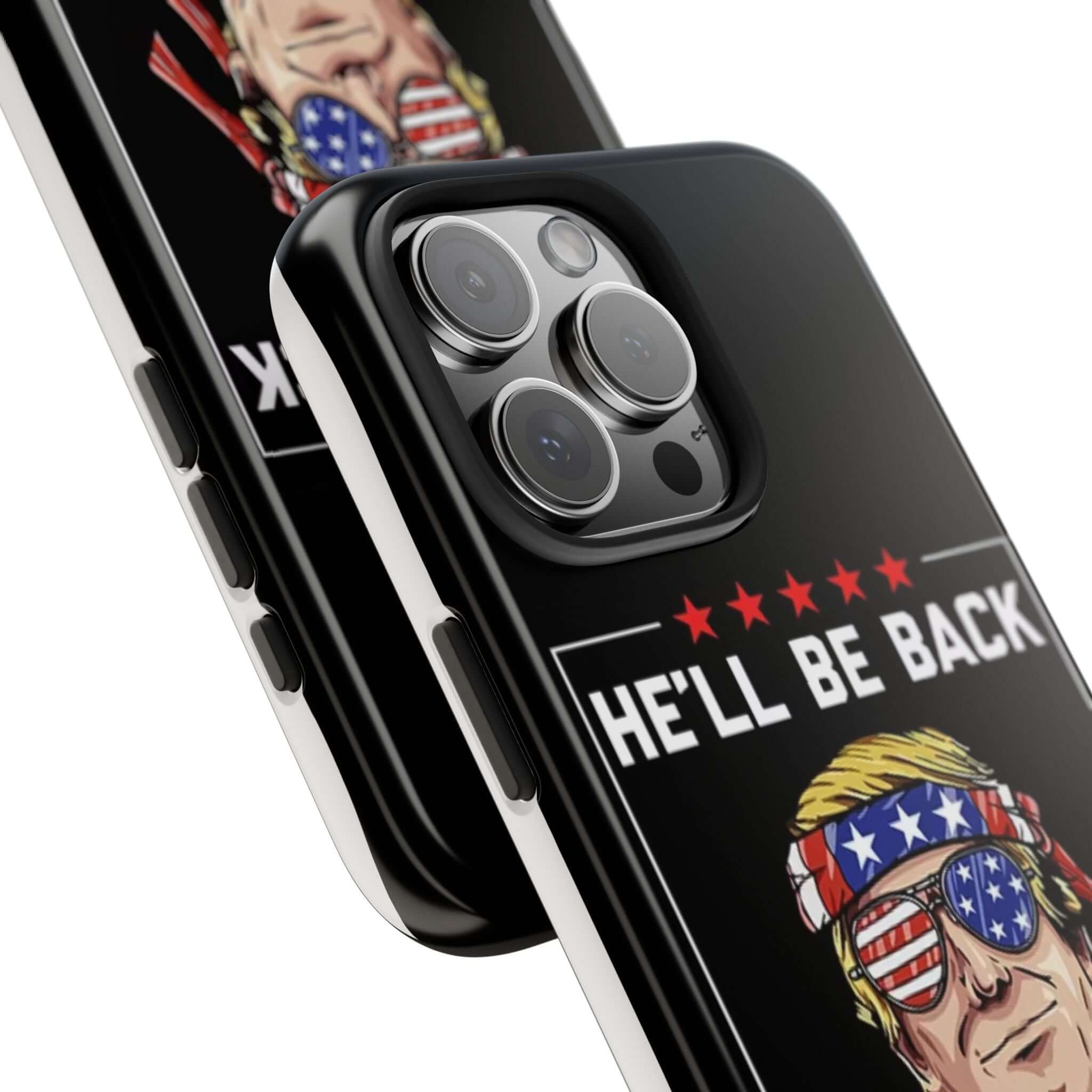 Donald Trump Store black phone case with bold 'Trump 2024' design