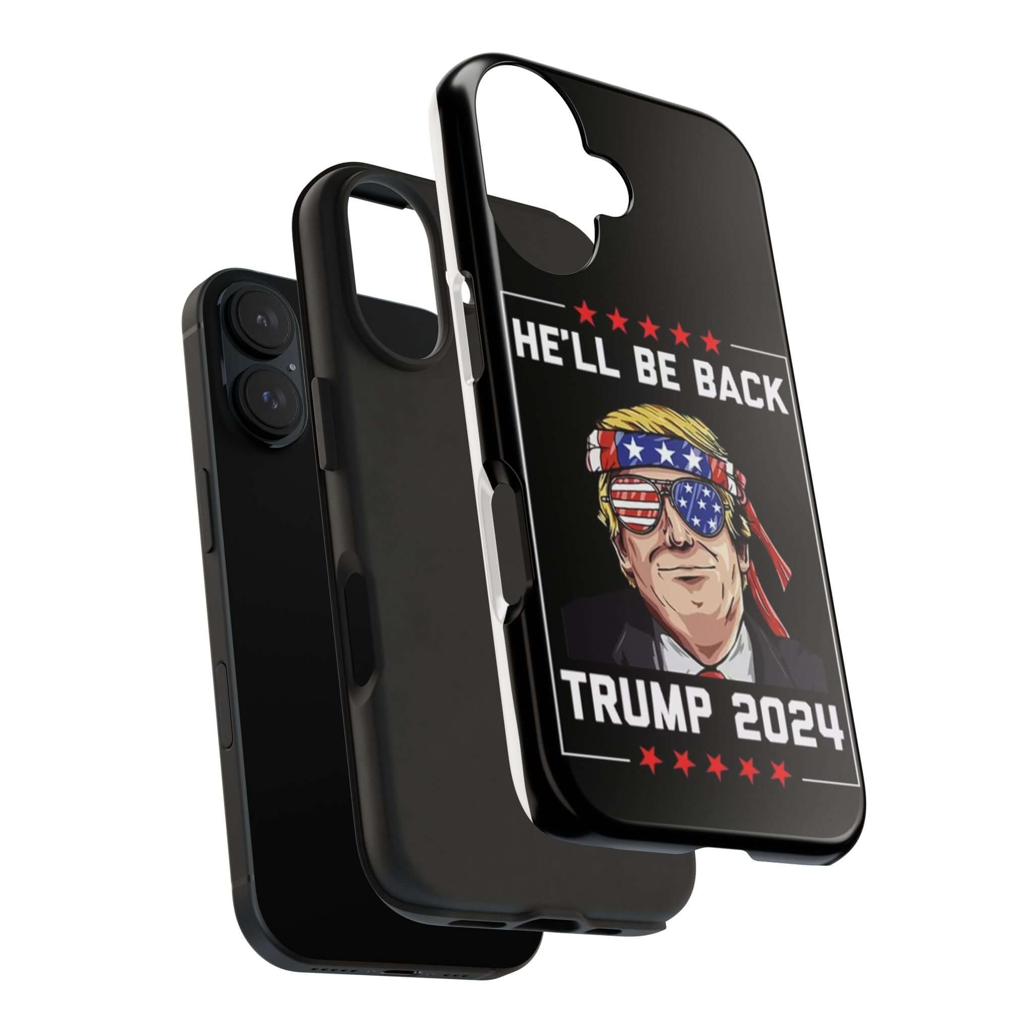 Black phone case displaying 'Trump 2024' slogan, only at Donald Trump Store