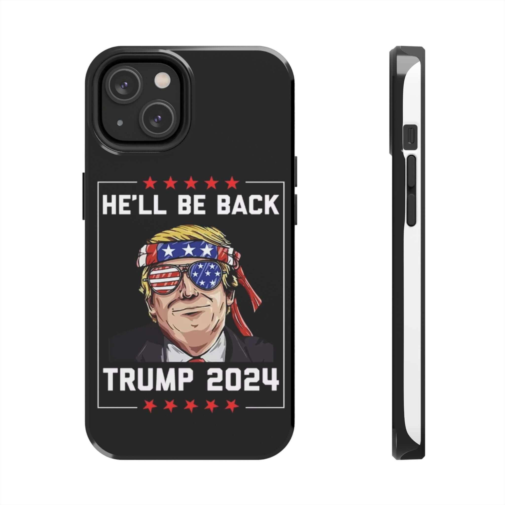 Bold Trump 2024 print on black tough phone case from Donald Trump Store