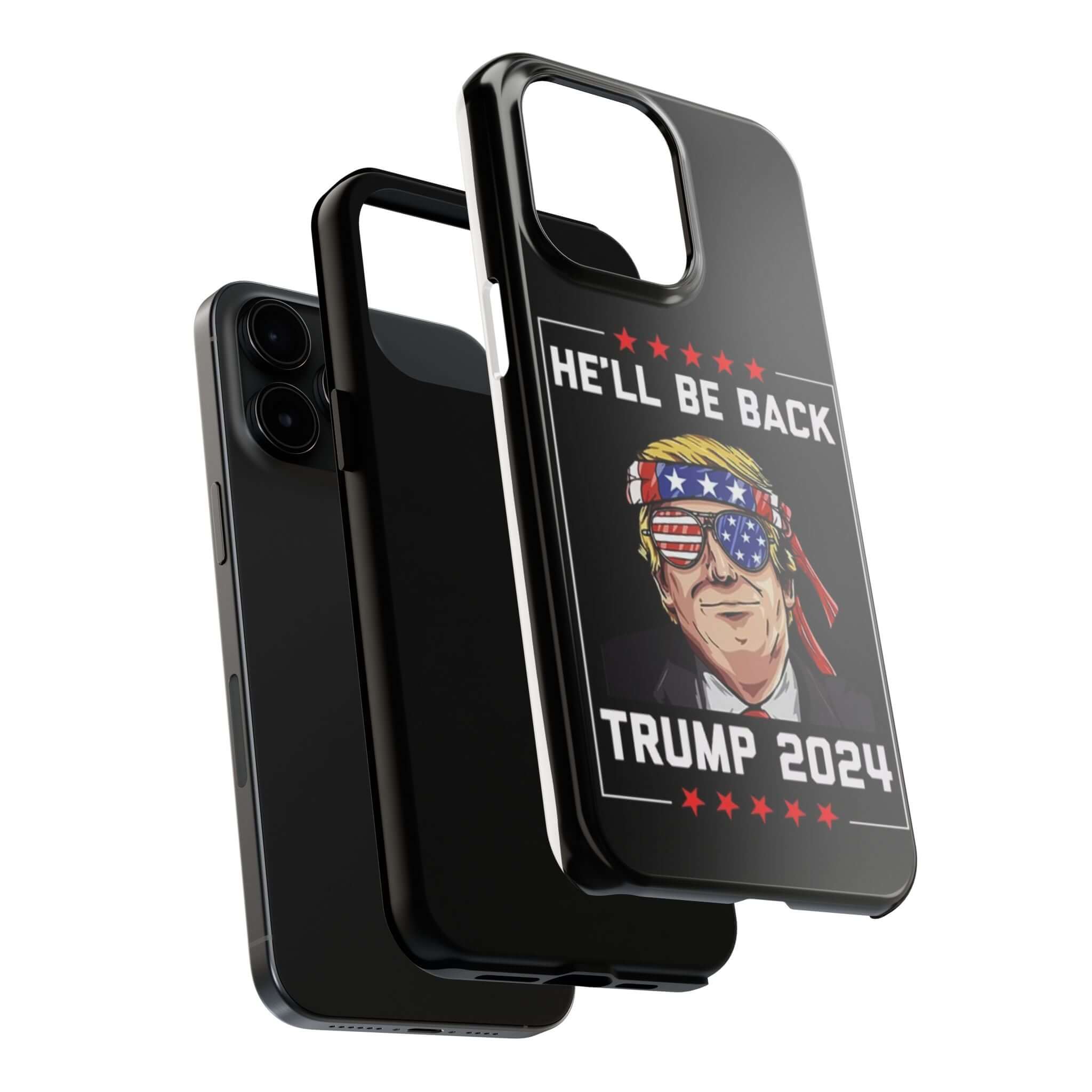 Donald Trump Store phone case showcasing 'He Will Be Back Trump 2024'