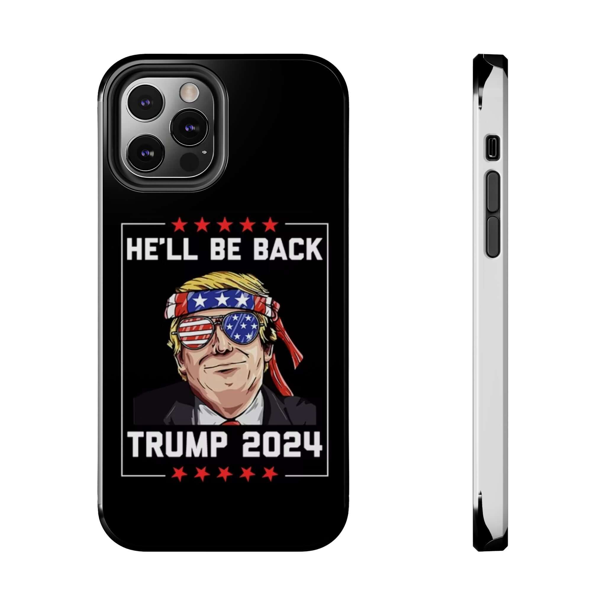 Black tough phone case with 'Trump 2024' statement print from Donald Trump Store