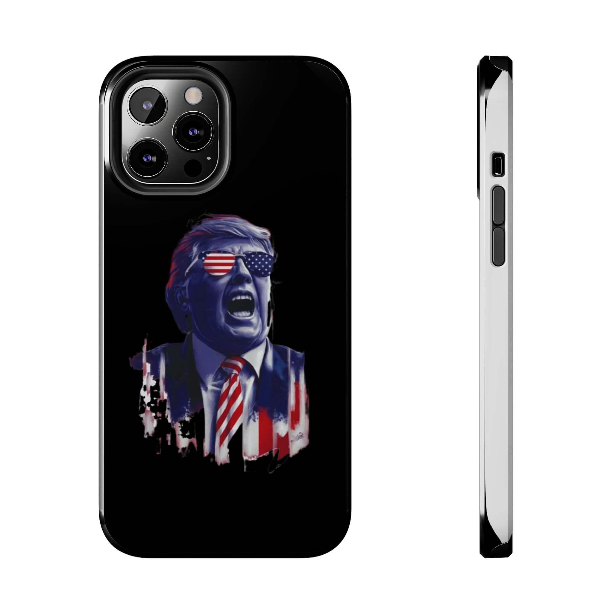 Black phone case with animated Trump image at Donald Trump Store