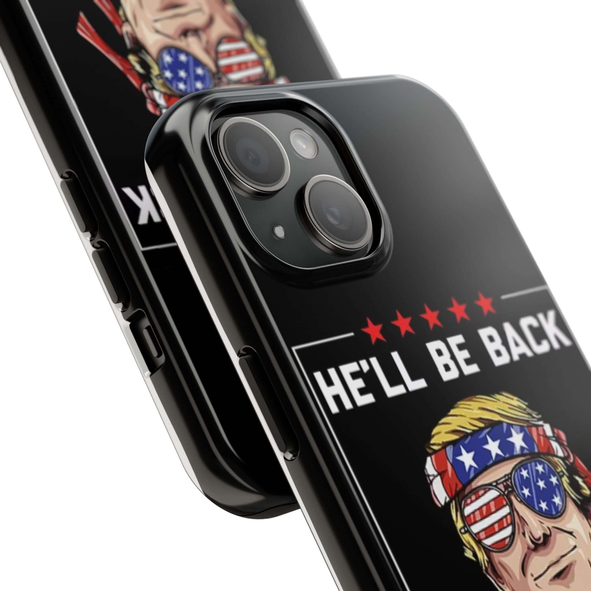 Tough black phone case from Donald Trump Store with 'Trump 2024' design