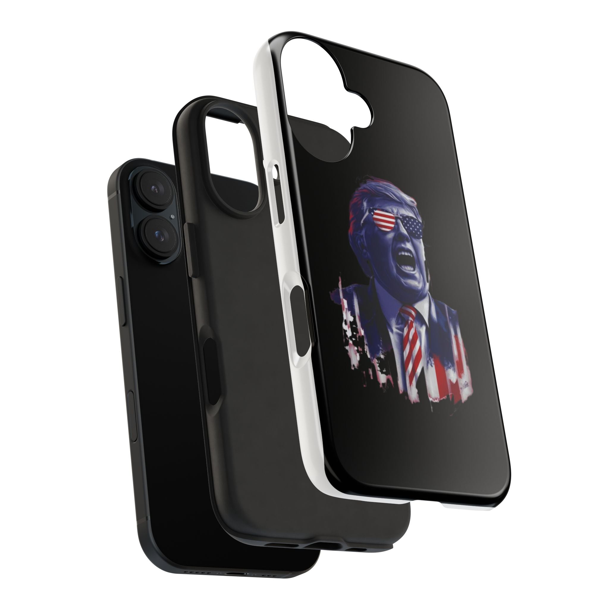 Donald Trump Store’s black phone case with animated Trump design for Election Day