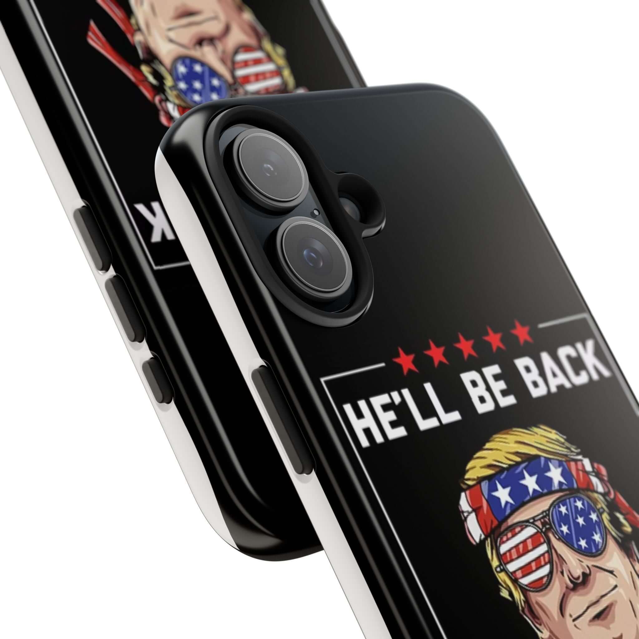 Donald Trump Store's black phone case featuring bold 'Trump 2024' slogan