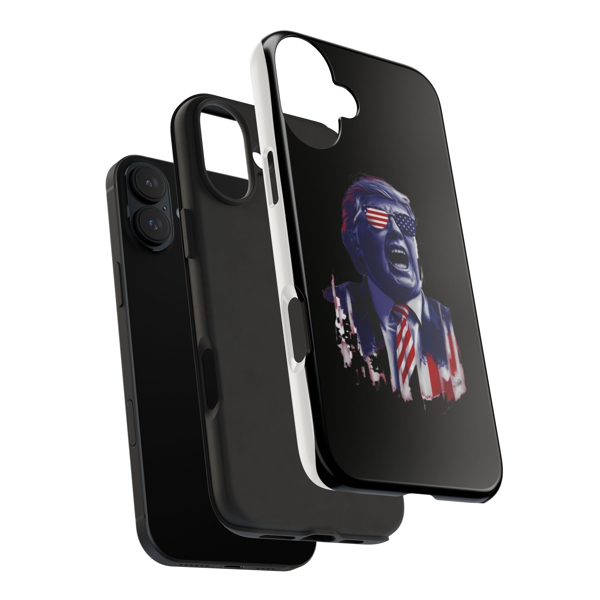 Stylish black phone case featuring animated Trump design, available at Donald Trump Store