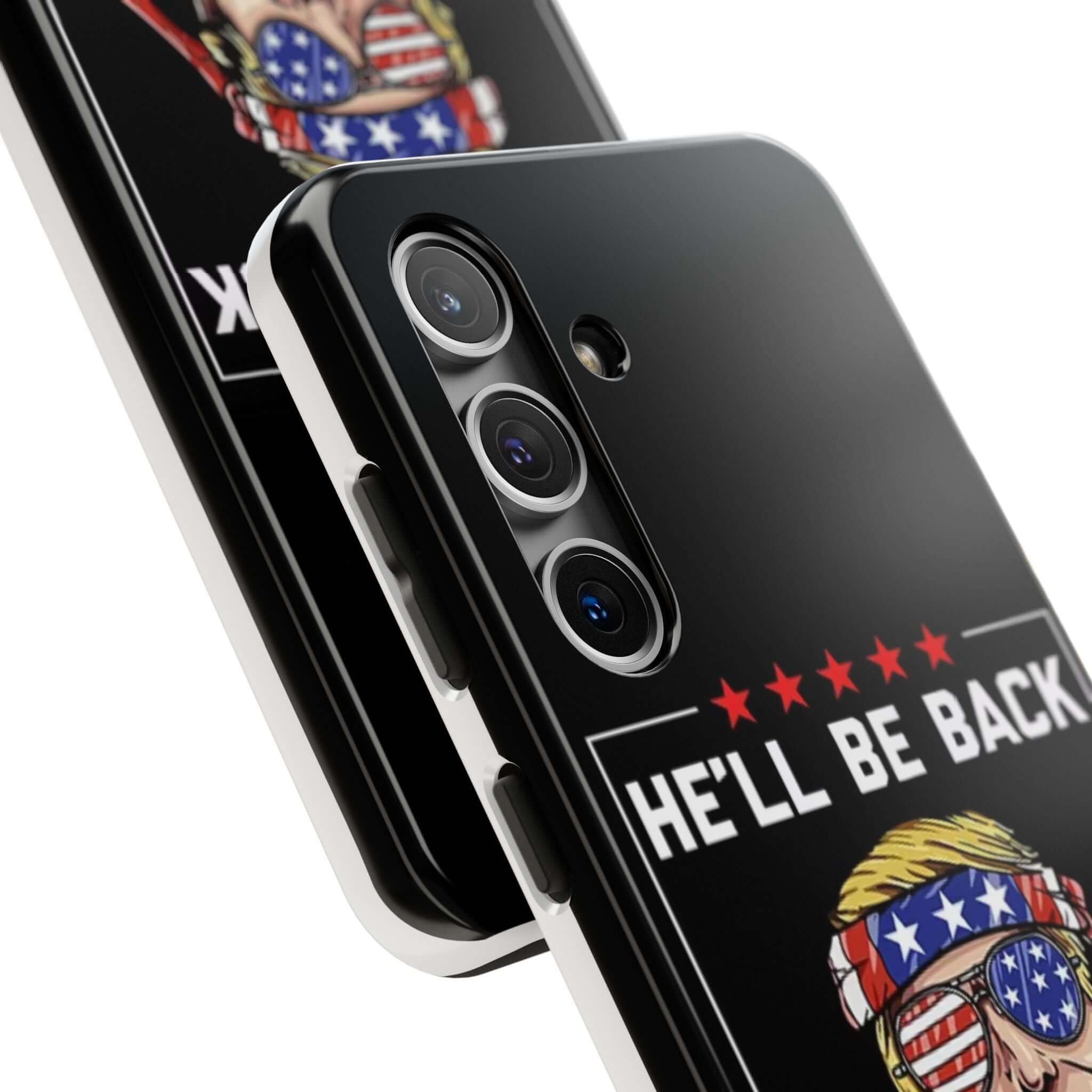 Black phone case with patriotic 'Trump 2024' print at Donald Trump Store