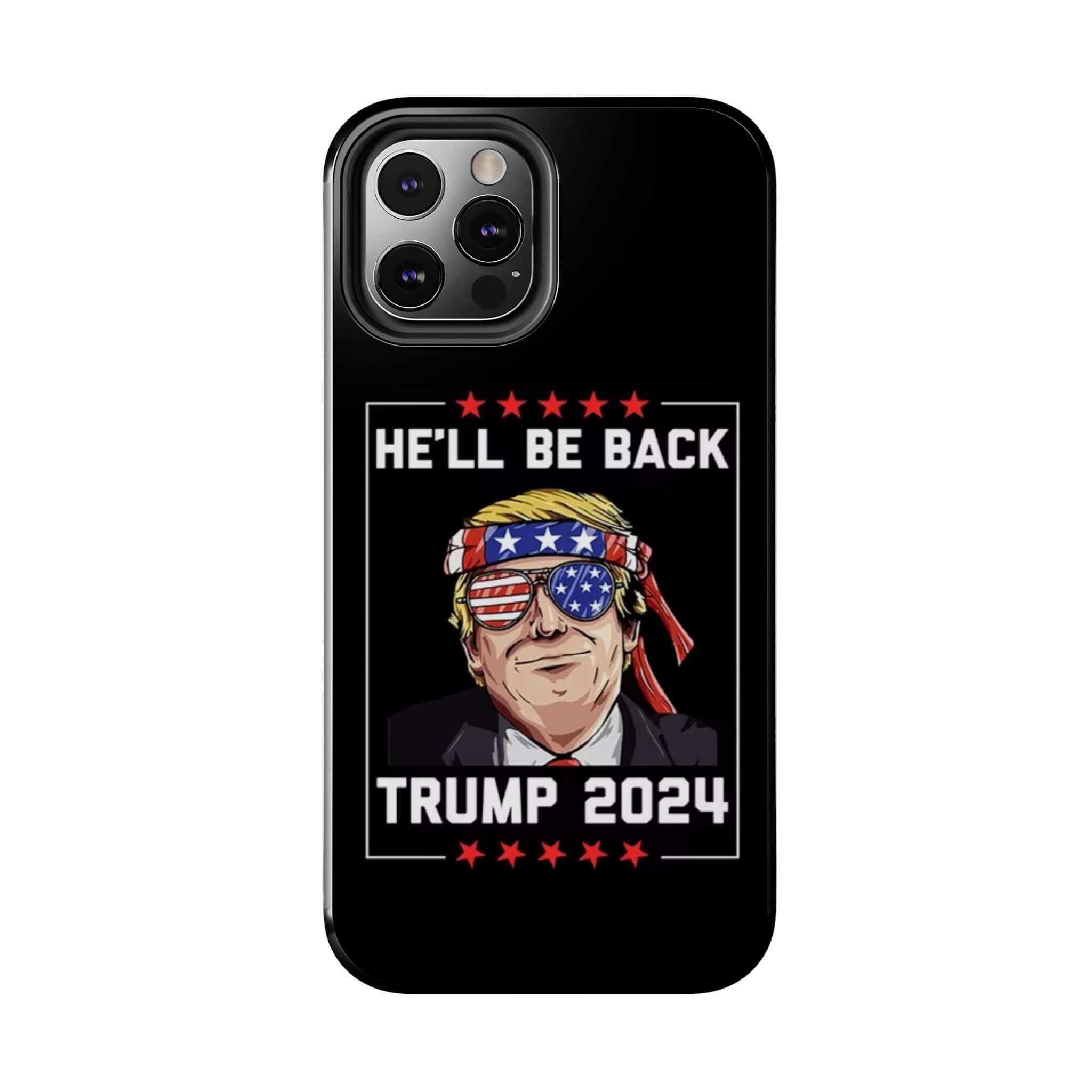 Patriotic 'Trump 2024' black phone case at Donald Trump Store