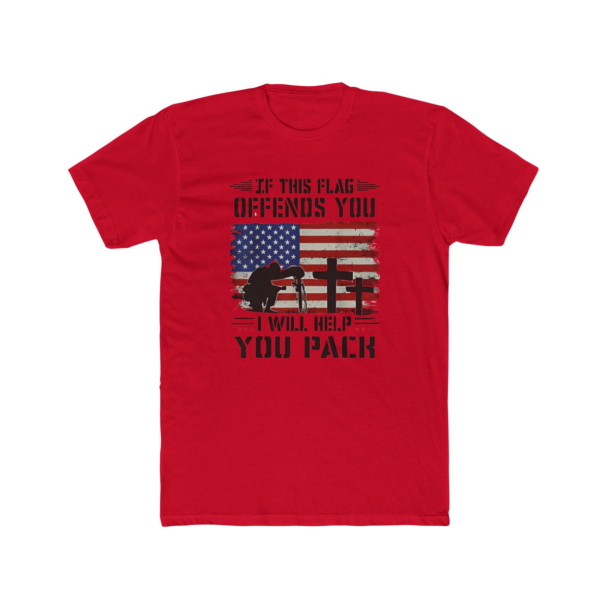 If This Flag Offends You I'll Help You Pack Back Print T Shirt