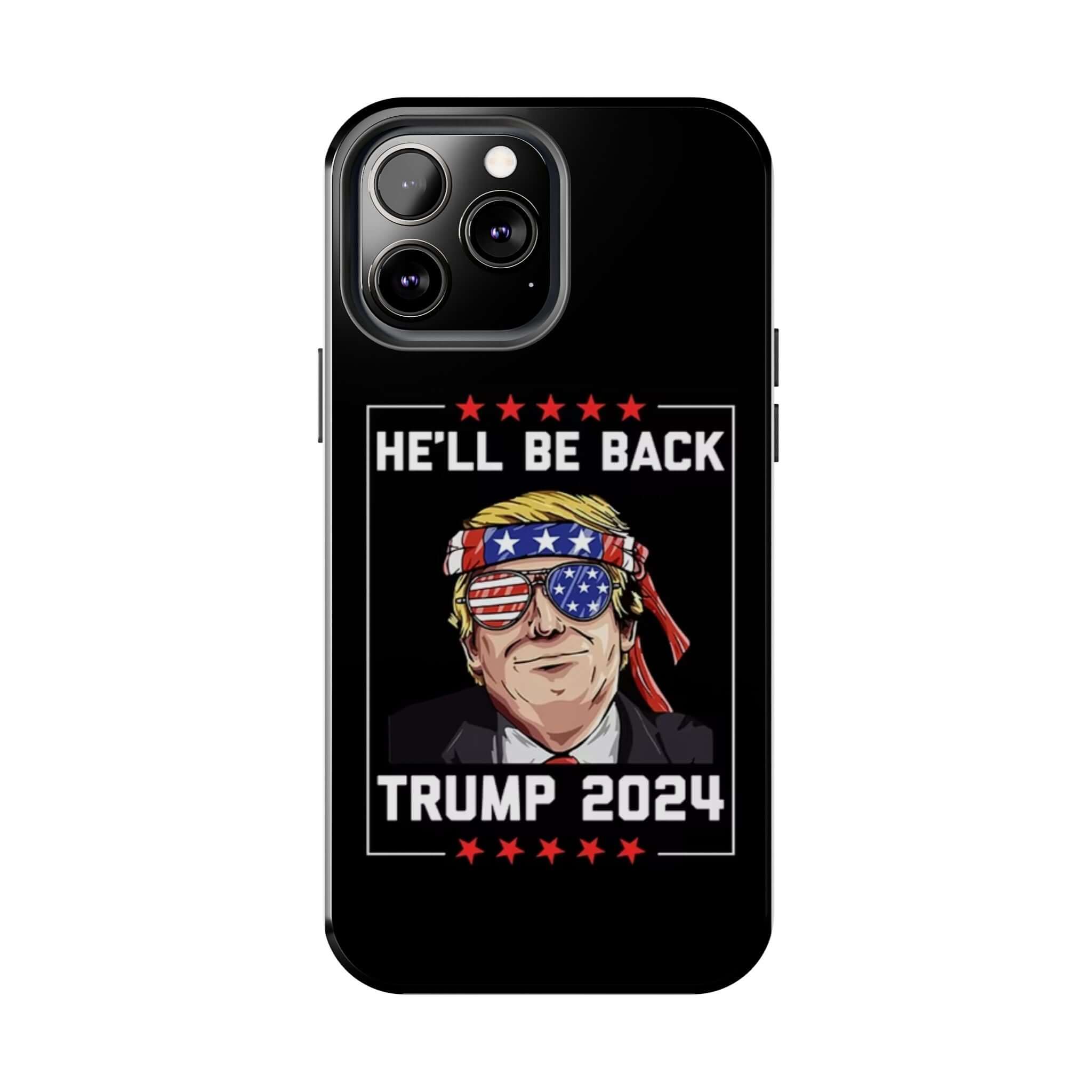 Bold Trump 2024 print on black phone case at Donald Trump Store