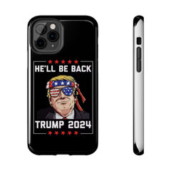 Black tough phone case from Donald Trump Store featuring 'Trump 2024' print