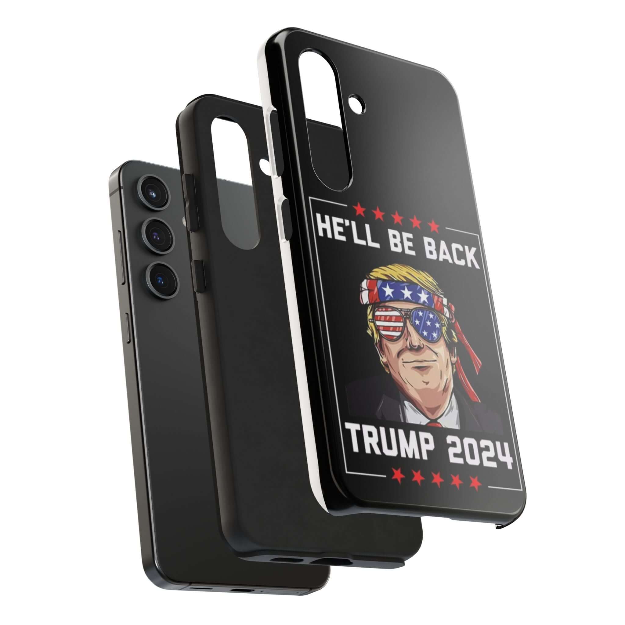 Donald Trump Store tough black phone case with bold 'Trump 2024' slogan