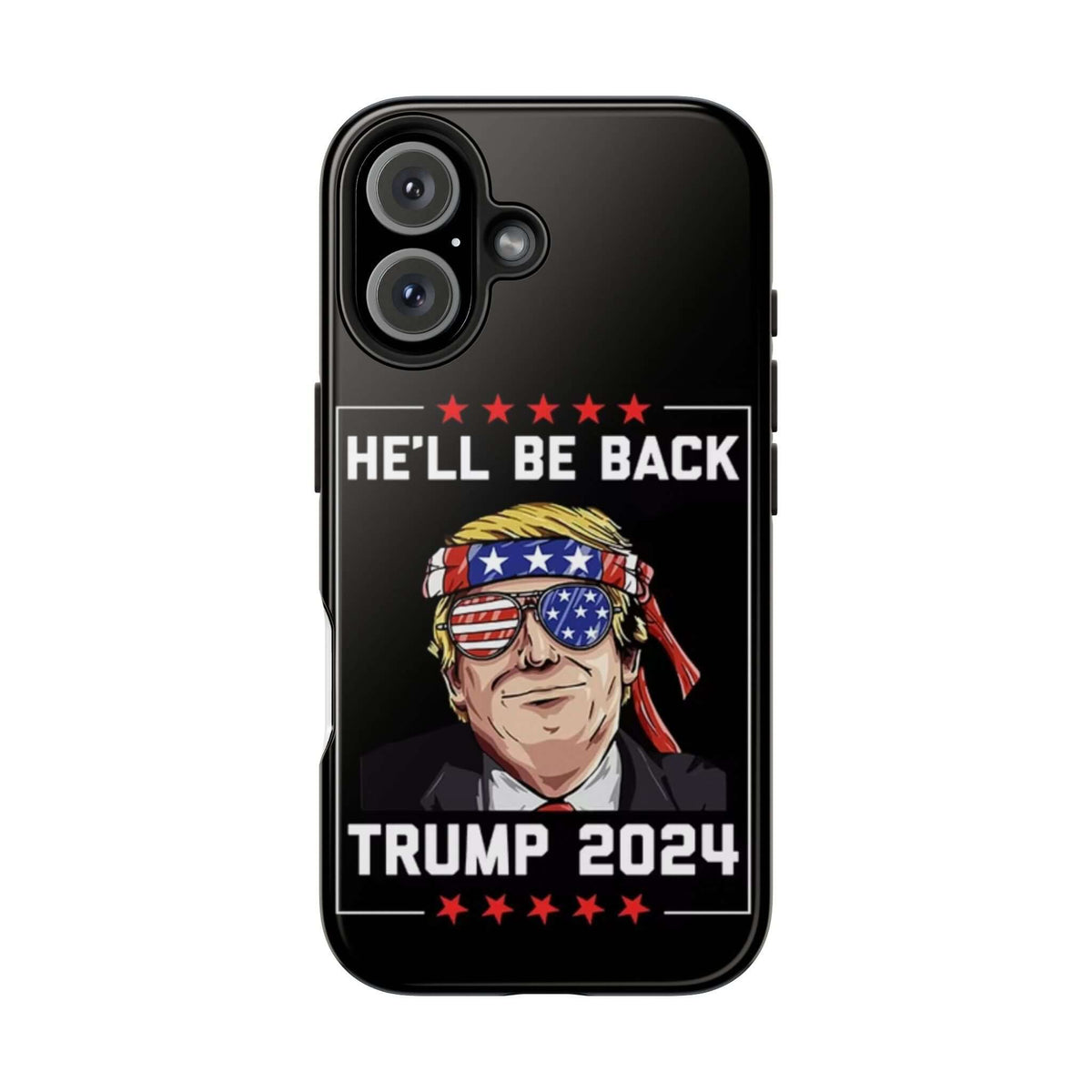 Donald Trump Store exclusive phone case with 'He Will Be Back Trump 2024' print