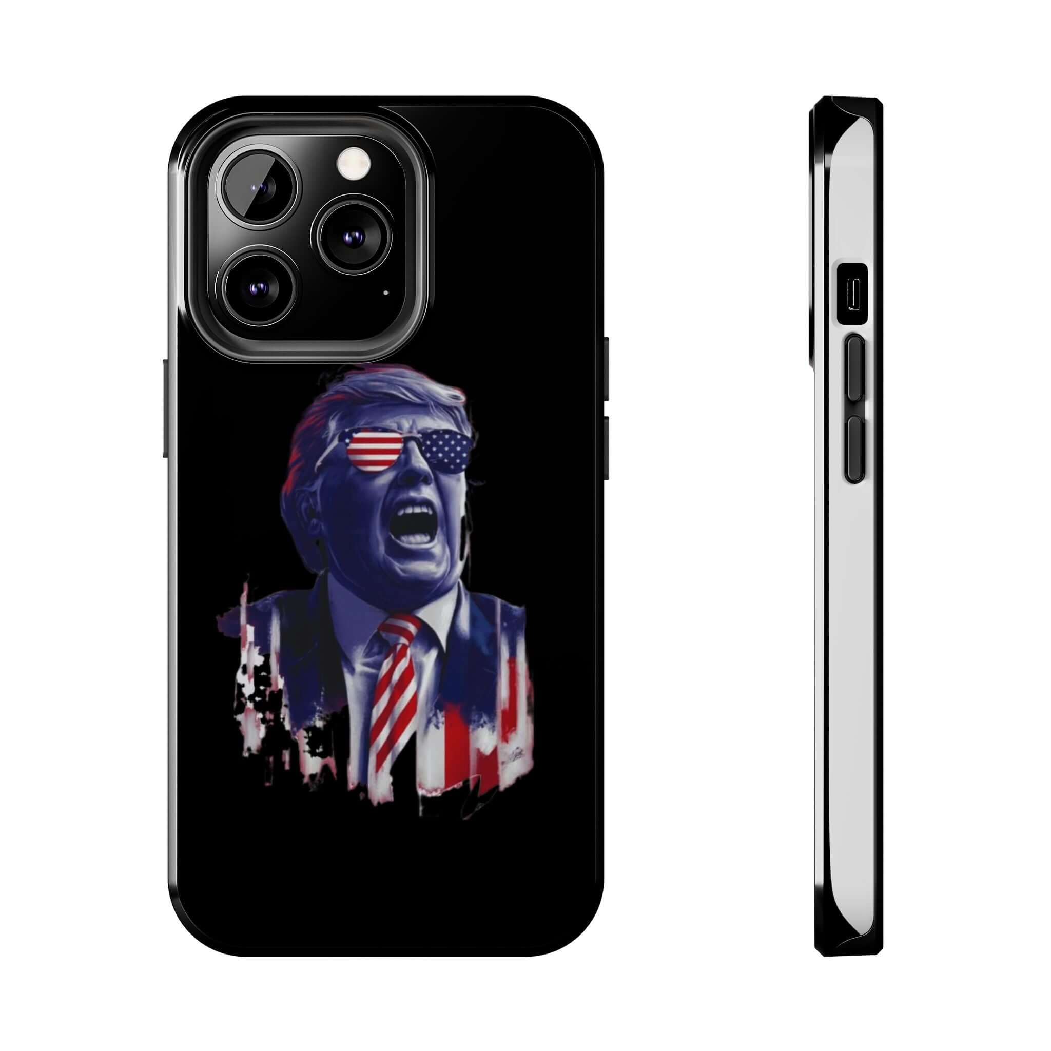 Black case with Trump animation, ideal for rallies from Donald Trump Store.