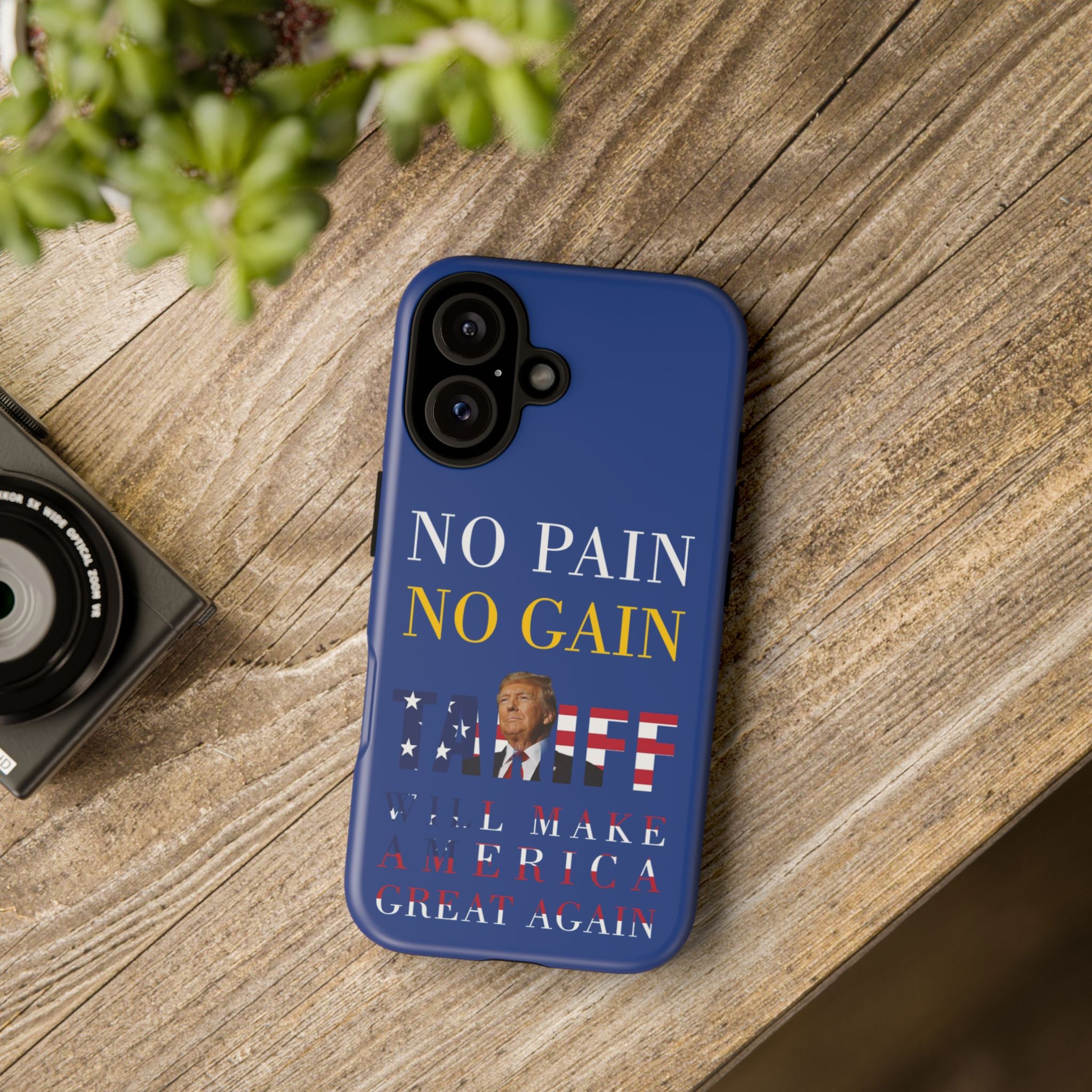No Pain No Gain iPhone 16 Case - Motivational Protective Cover - Donald Trump Store Online