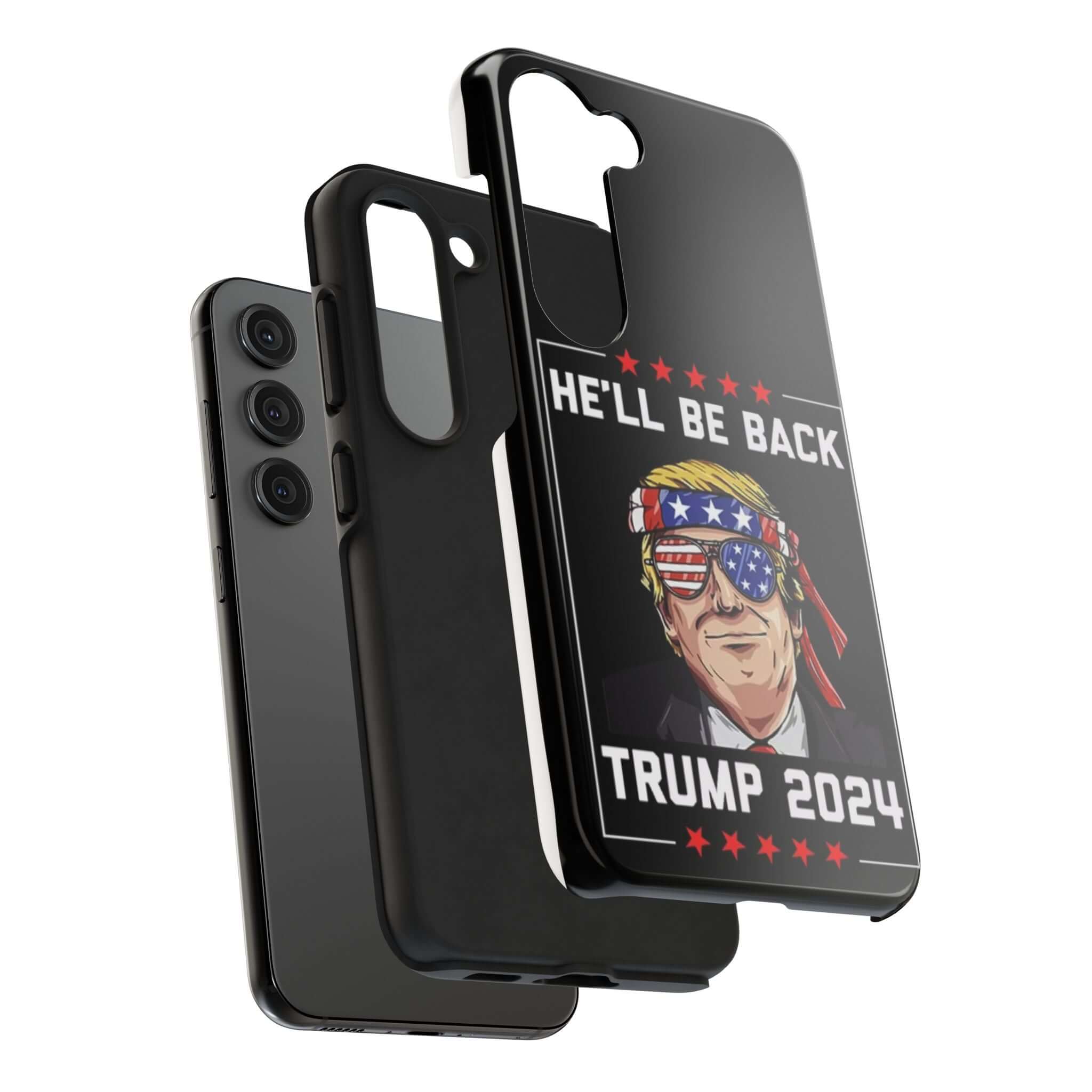 Donald Trump Store black phone case featuring 'Trump 2024' print