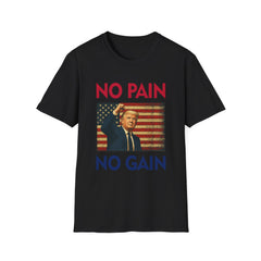 No Pain No Gain Graphic Gym T-Shirt – Unisex Softstyle Fitness Tee for Workout & Bodybuilding - Donald Trump Store Online